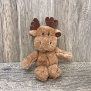Small brown little moose plush.