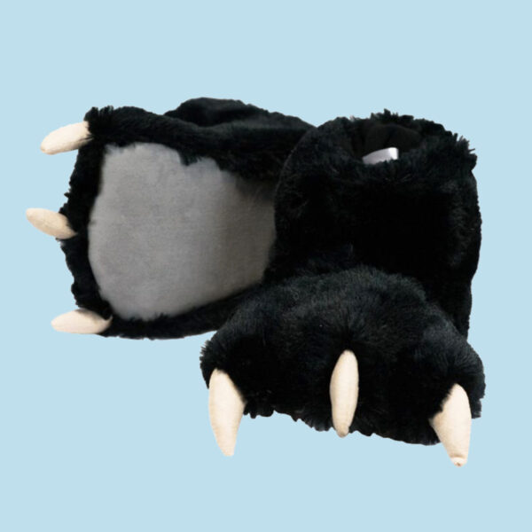 Black bear paw slippers for adults